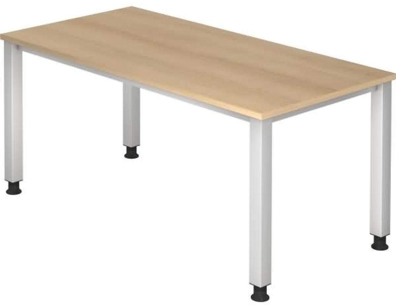 Schreibtisch QS16 4Fuß eckig 160x80cm Eiche Gestellfarbe: Silber Bild 1