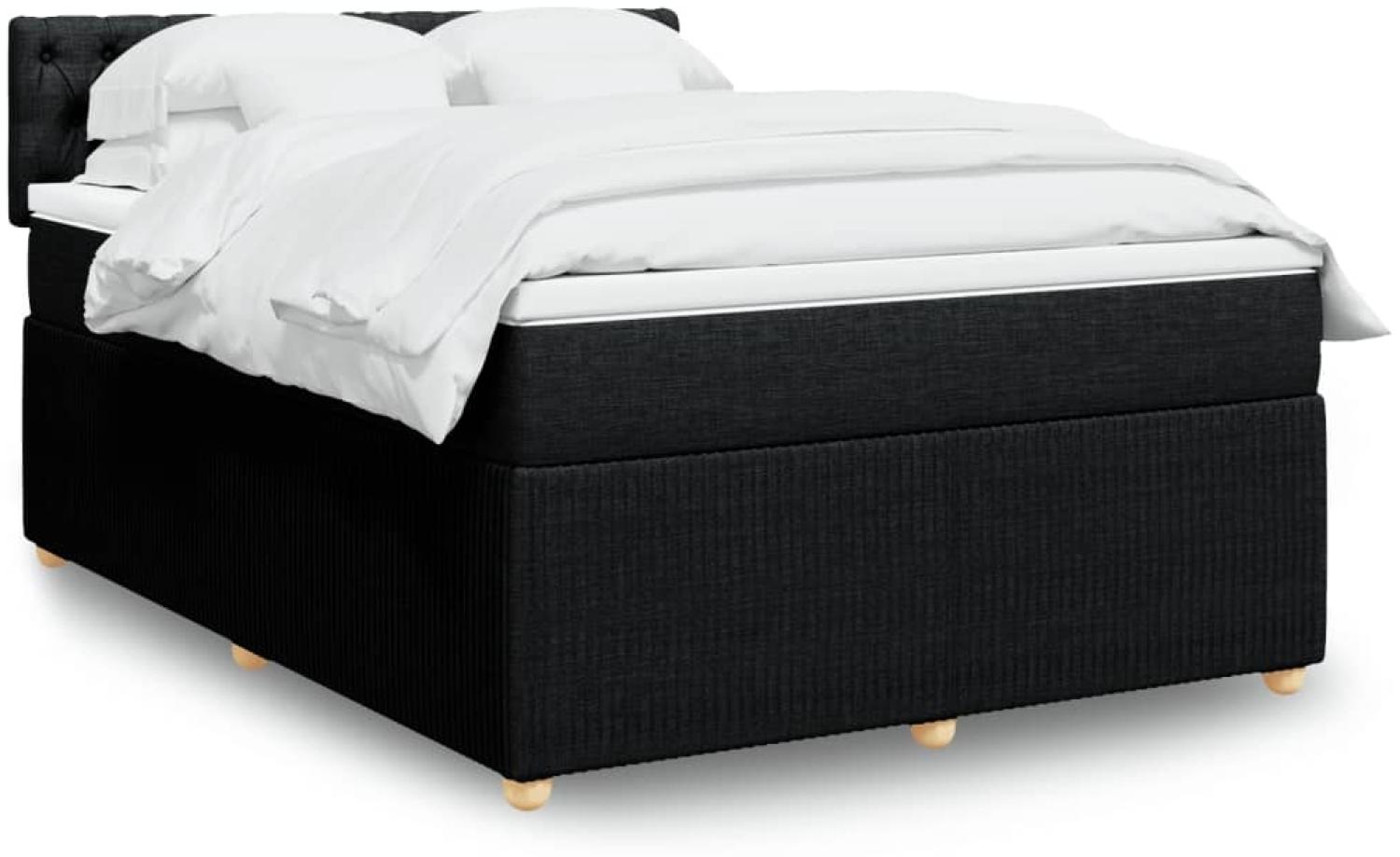 vidaXL Boxspringbett mit Matratze Schwarz 140x190 cm Stoff 3287460 Bild 1