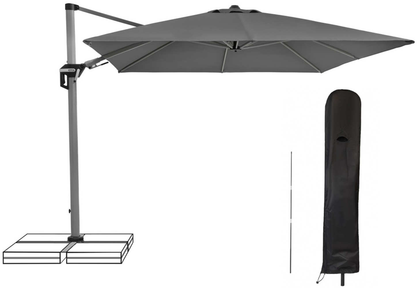 Doppler Active II Ampelschirm 350 x 260cm anthrazit 840 mit Schutzhaube Bild 1