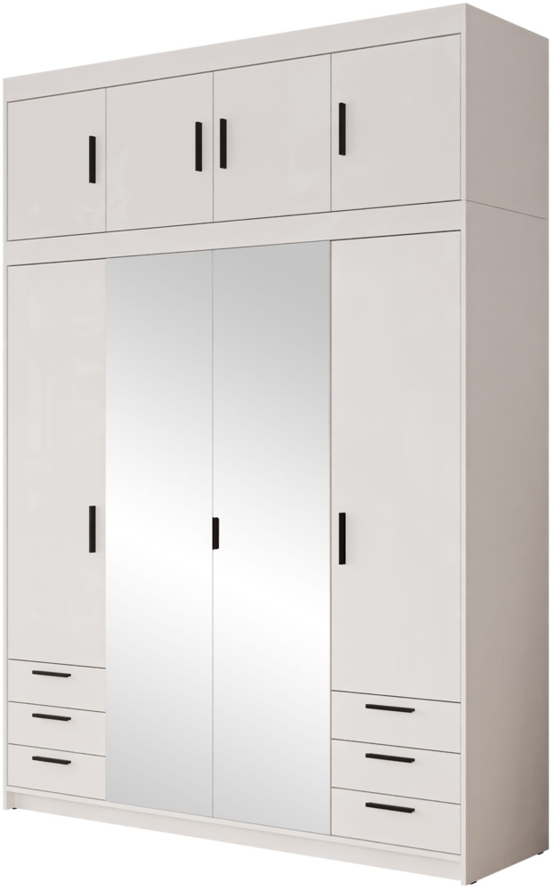 Kleiderschrank Elena 4D6S + Schrankaufsatz (Farbe: Weiß) Bild 1