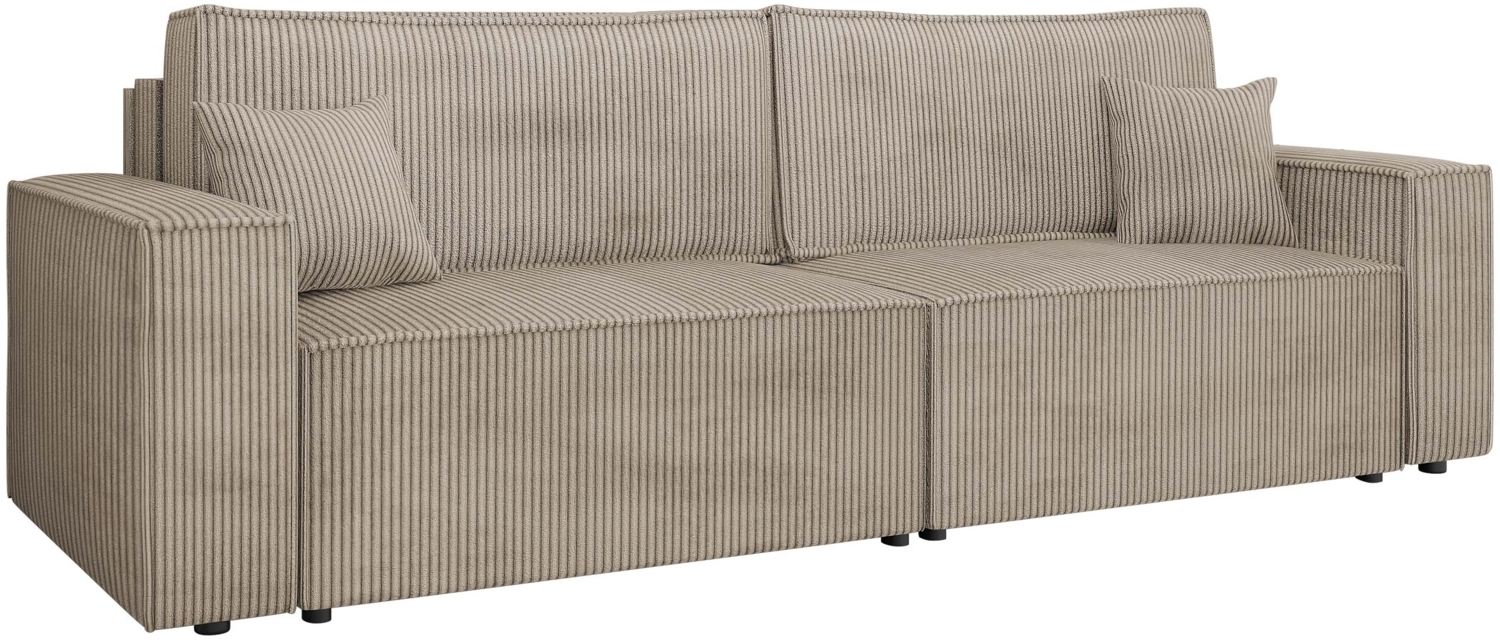 Schlafsofa Kobaro Cord mit L-Funktion, 2 Bettkästen und Schlaffunktion (Farbe: Poso 02) Bild 1