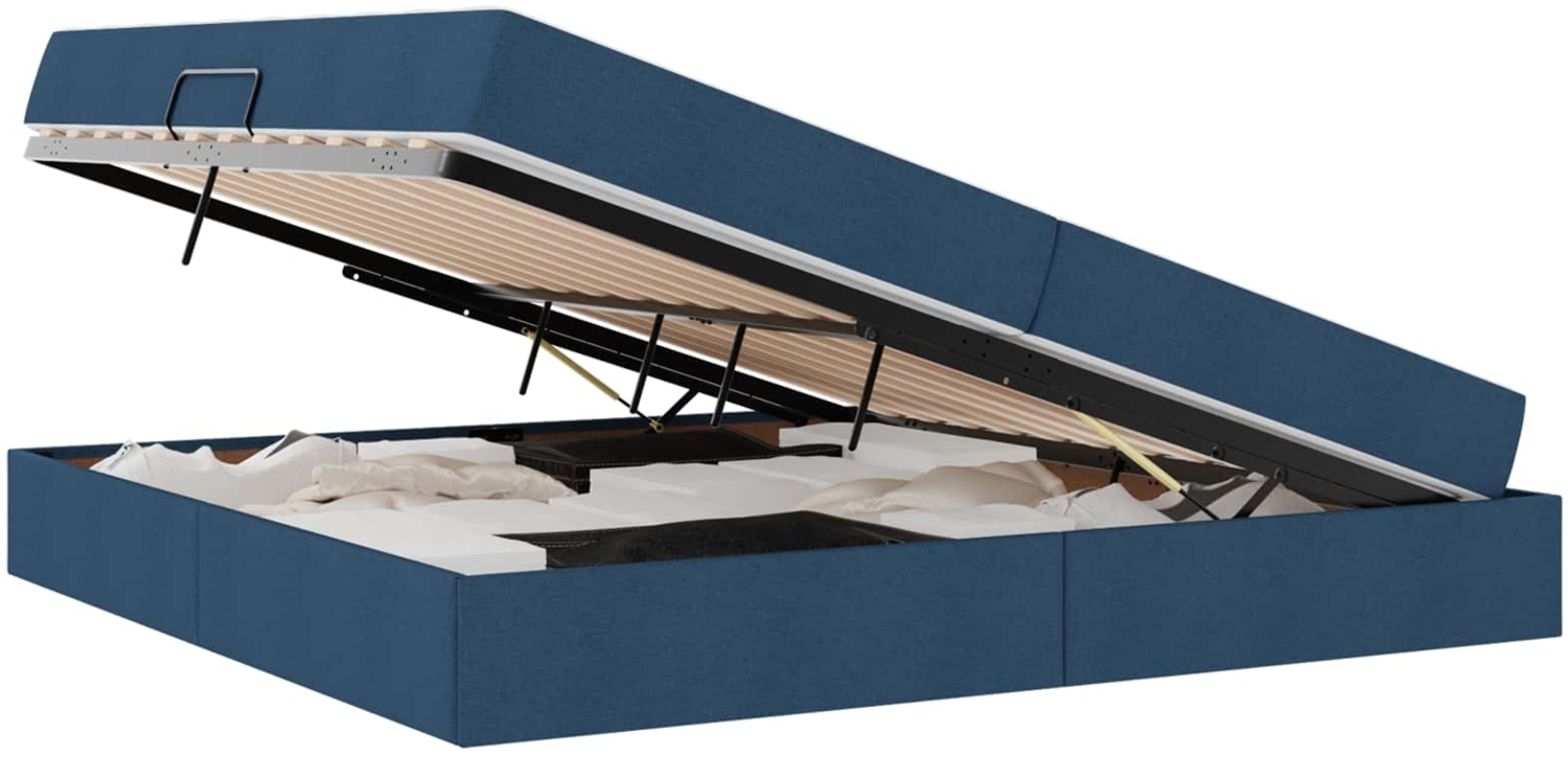 vidaXL Aufbewahrungsbett mit Matratze Blau 200x200 cm Polyester 3399687 Bild 1