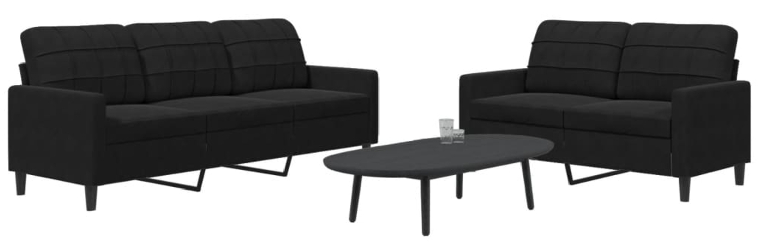 vidaXL 2-tlg. Sofagarnitur mit Kissen Schwarz Samt 3278396 Bild 1