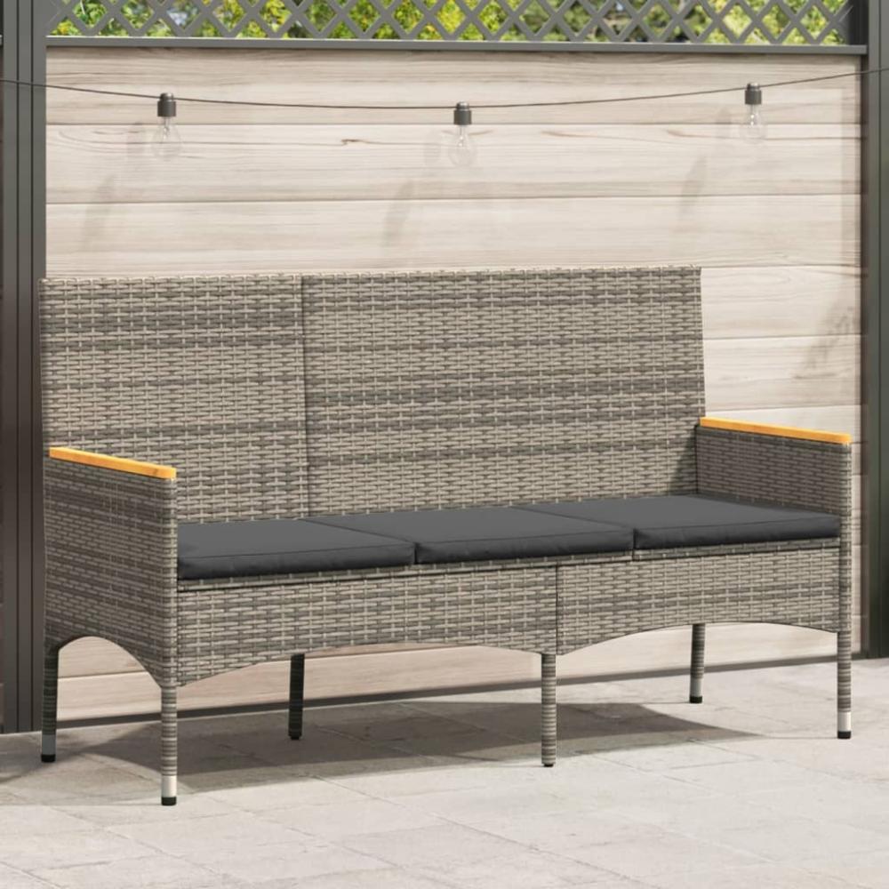 vidaXL Gartenbank 3-Sitzer mit Kissen Grau Poly Rattan 365442 Bild 1