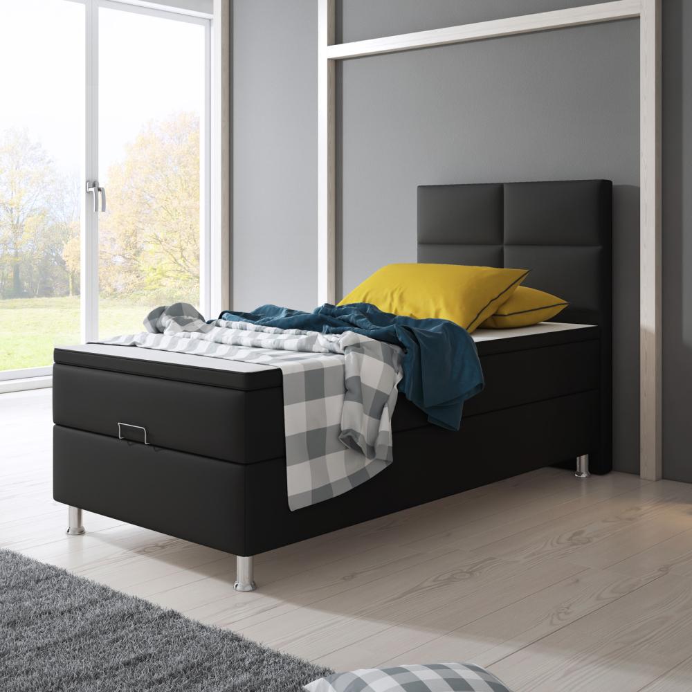 Boxspringbett Miami mit Bettkasten 90x200 cm Kunstleder schwarz Bild 1