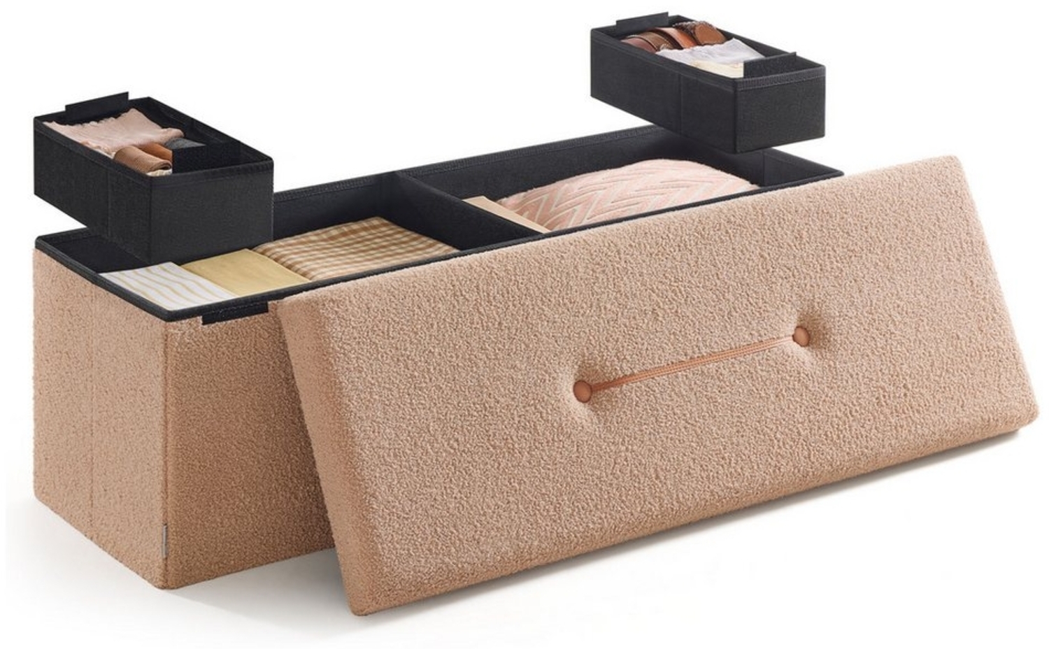 SONGMICS HOME Hocker mit Stauraum, faltbarer Sitzhocker, 38x 110 x 38 cm Fußhocker, Sitzbank, Bettbank, Aufbewahrungsbox, bis 300 kg belastbar, Wohnzimmer Schlafzimmer Flur Bild 1