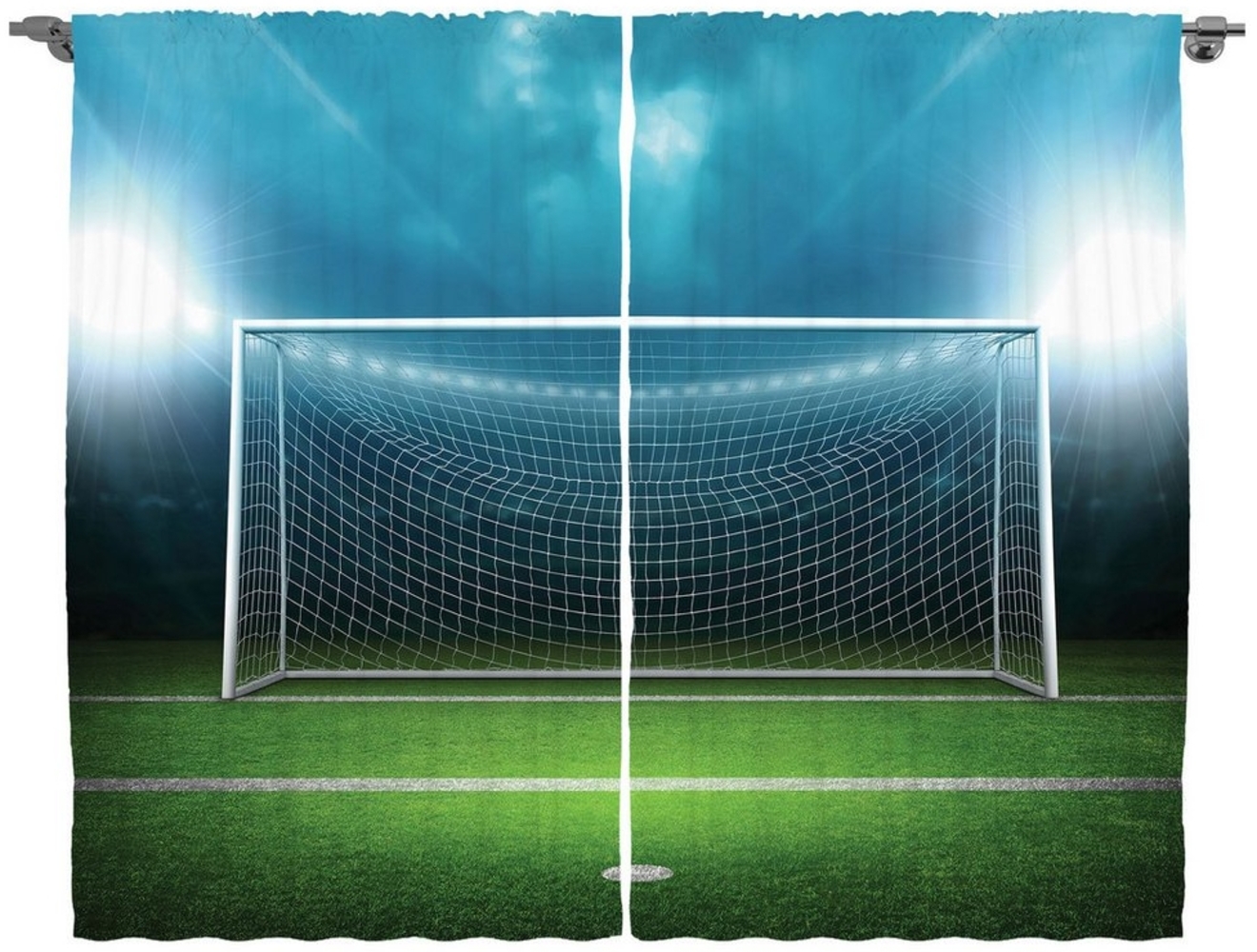 Abakuhaus Gardine Schlafzimmer Kräuselband Vorhang mit Schlaufen und Haken, Sport Fußball-Fußball-Spiel Bild 1
