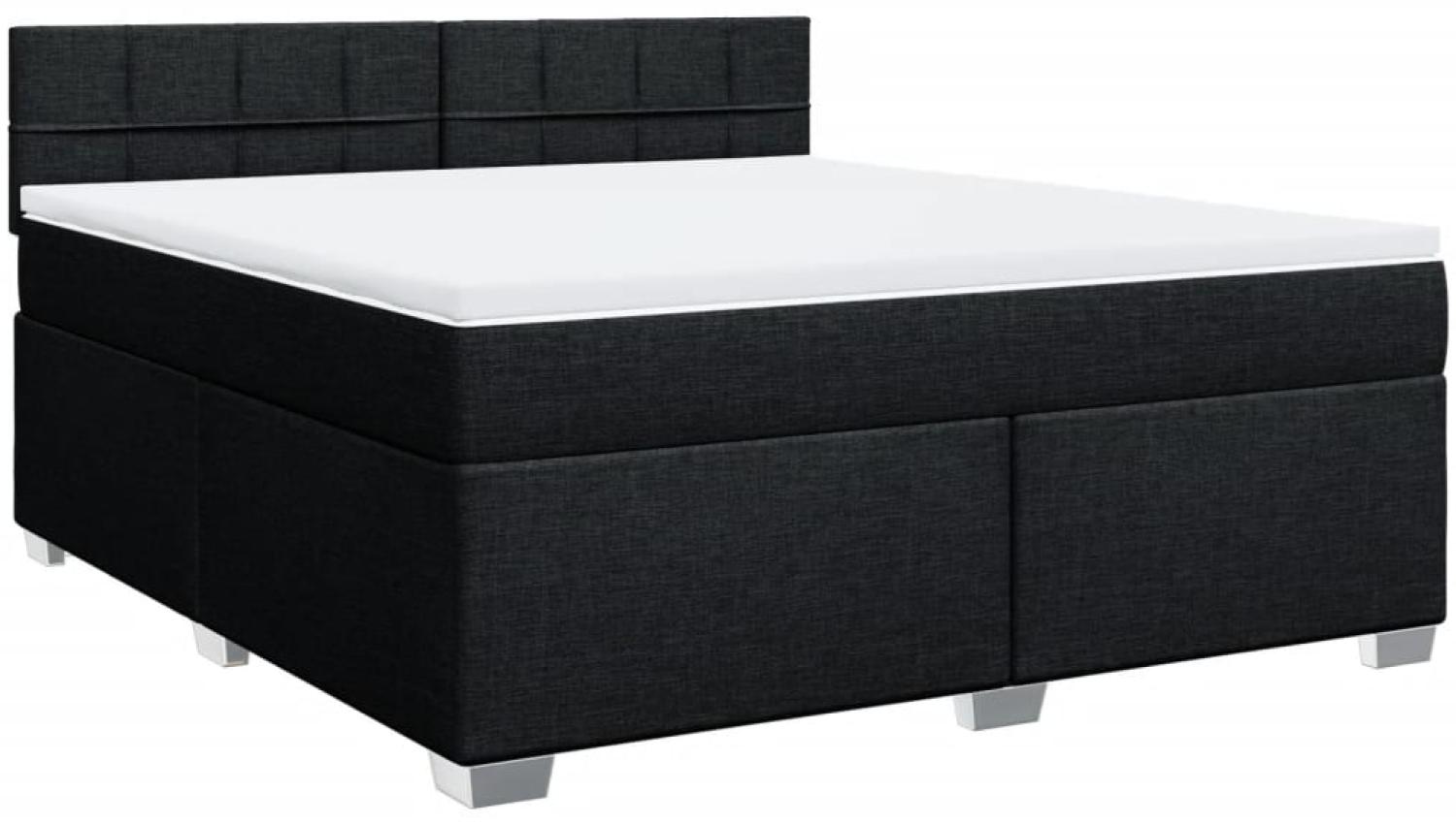 Boxspringbett mit Matratze, Stoff, Viereckige, grauer Fuß, Schwarz, 180x200 cm, false Bild 1