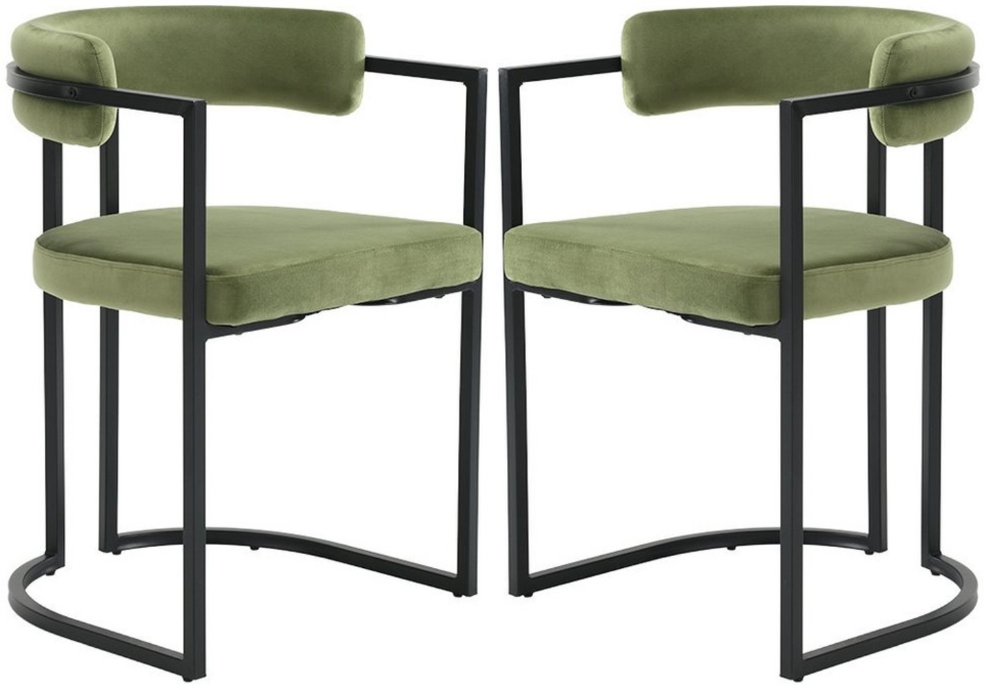 WAHSON OFFICE CHAIRS Esszimmerstuhl 2er Set, aus Samt Polsterstühle mit schwarzen Metallbeinen, Eckstühle (2 St) Bild 1