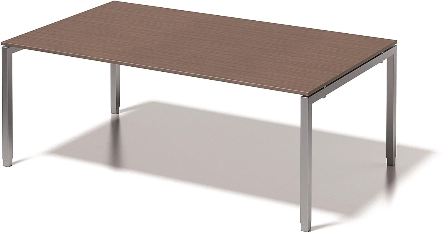 Cito Chefarbeitsplatz/Konferenztisch, 650-850 mm höheneinstellbares U-Gestell, H 19 x B 2000 x T 1200 mm, Dekor nußbaum, Gestell silber Bild 1