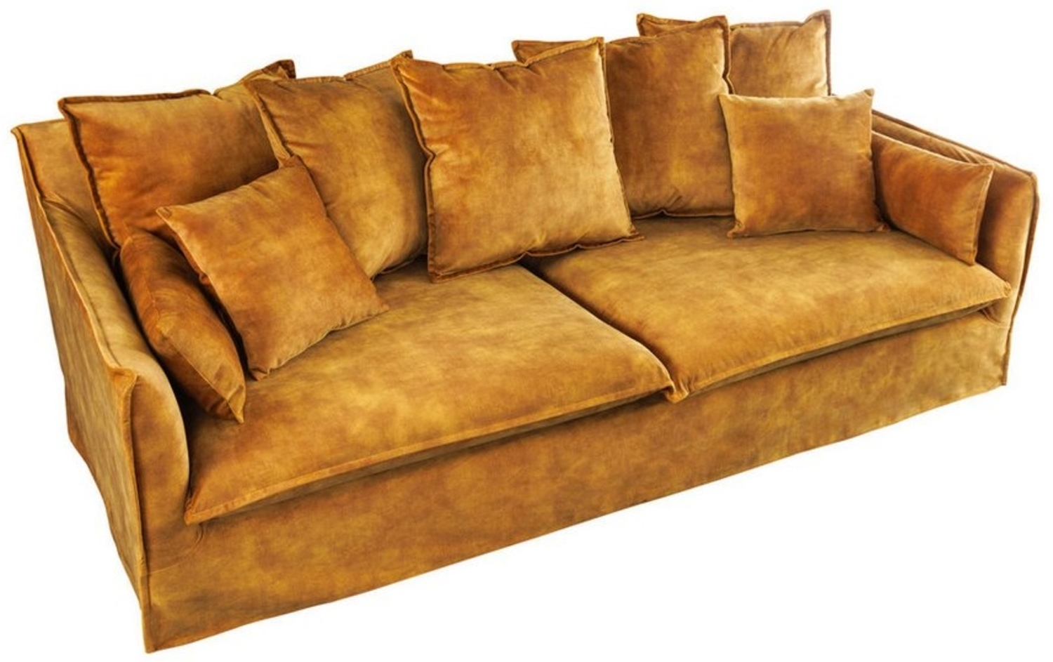 riess-ambiente 3-Sitzer HEAVEN 210cm senfgelb · Hussensofa inkl. Kissen und abnehmbaren Bezug, Einzelartikel 1 Teile, Wohnzimmer-Couch · Samt-Bezug · Federkern-Polsterung · Landhausstil Bild 1