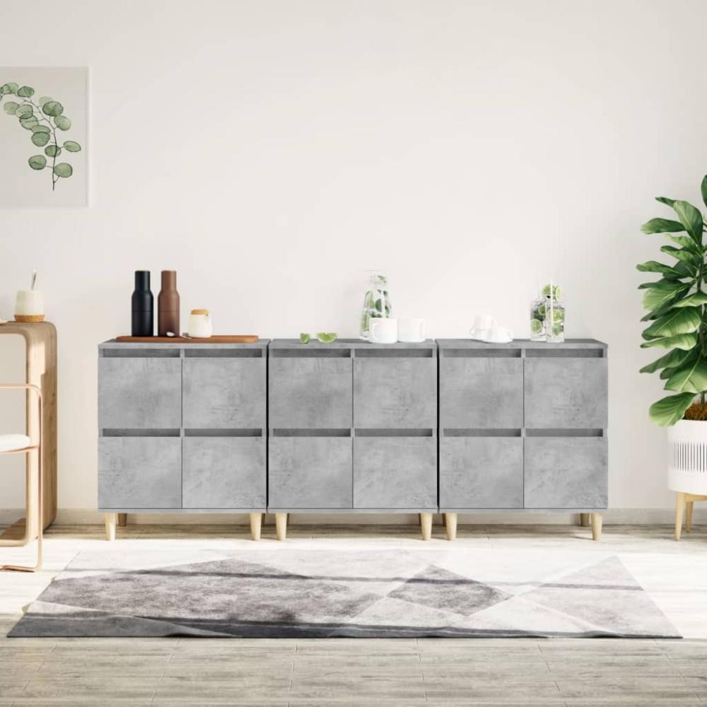 vidaXL Sideboards 3 Stk. Betongrau 60x35x70 cm Holzwerkstoff 3185771 Bild 1