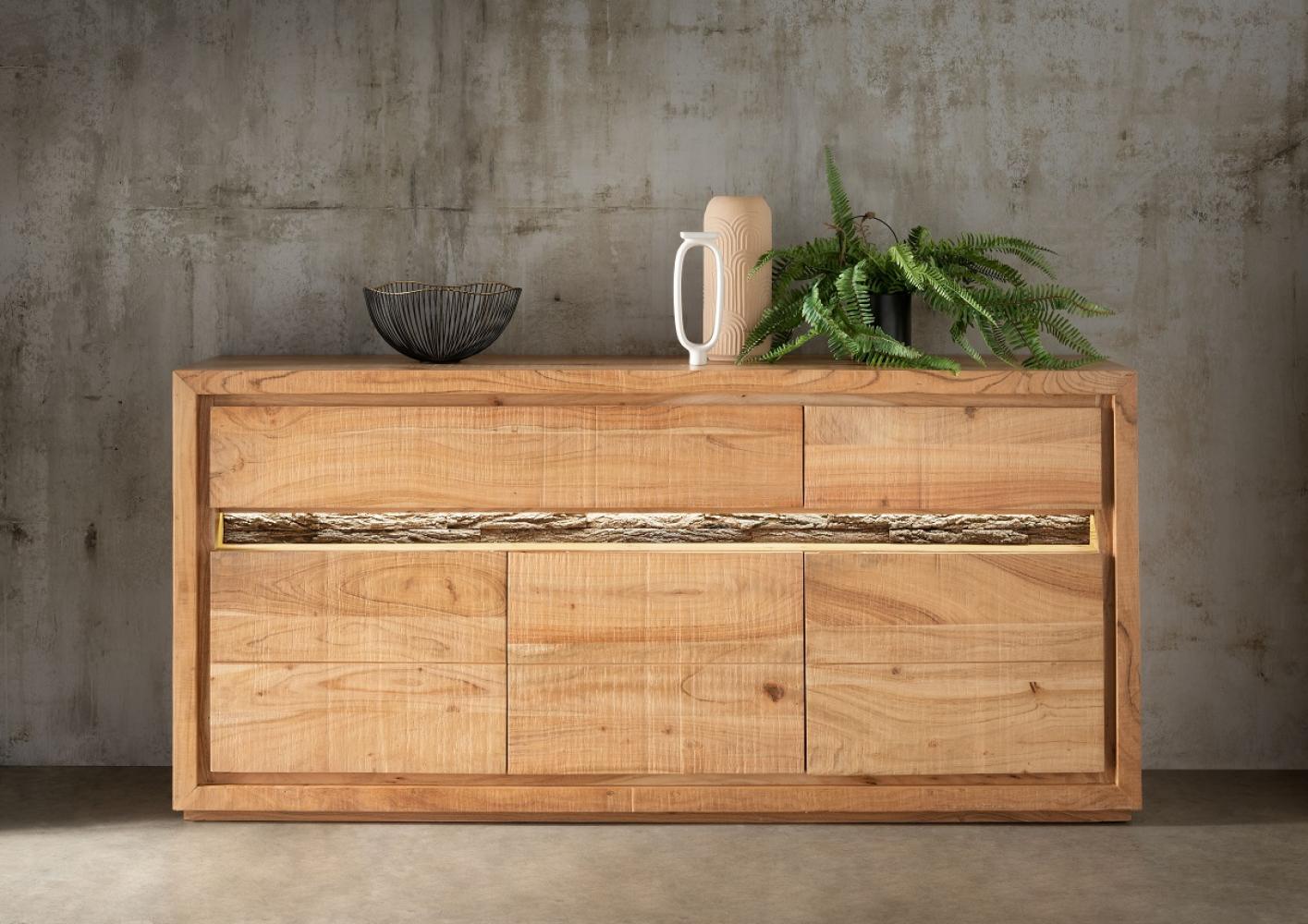 Sideboard inkl. Beleuchtung 184x86 cm "Trondheim" Akazie massiv Bild 1