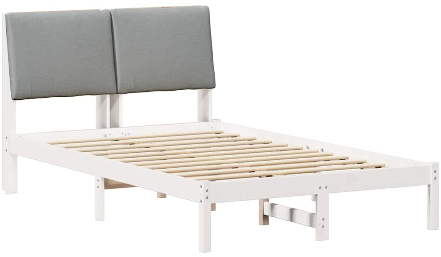 vidaXL Bettgestell Weiß und Hellgrau 120 x 190 cm Massivholz Kiefer 878768 Bild 1