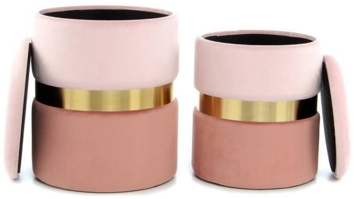 Hocker Zora 125 2-er Set Rosa / Gold / Altrosa Bild 1