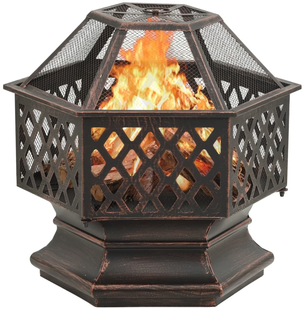 vidaXL Feuerkorb mit Schürhaken Rustikal 62x54x56 cm XXL Stahl 360060 Bild 1