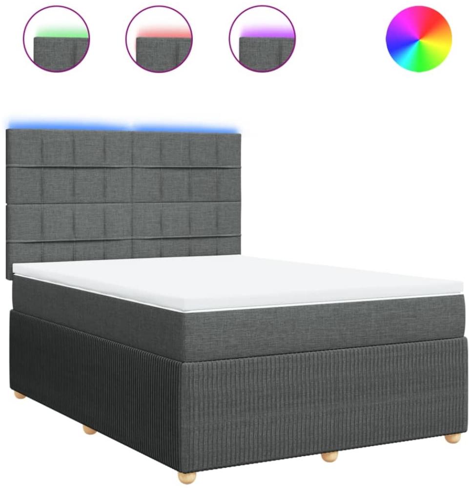 vidaXL Boxspringbett mit Matratze Dunkelgrau 140x190 cm Stoff 3294352 Bild 1