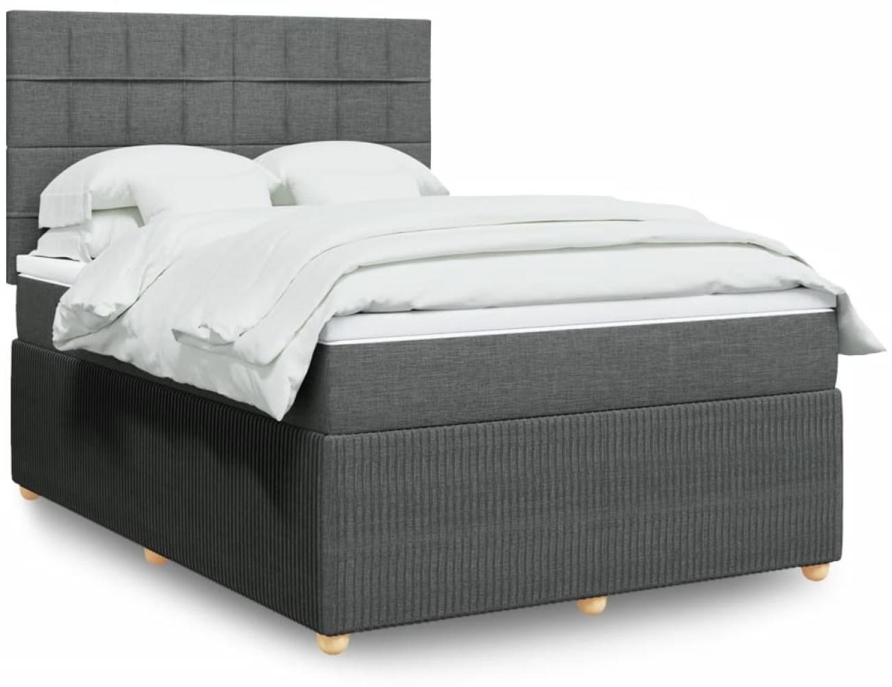 vidaXL Boxspringbett mit Matratze Dunkelgrau 140x190 cm Stoff 3294352 Bild 1