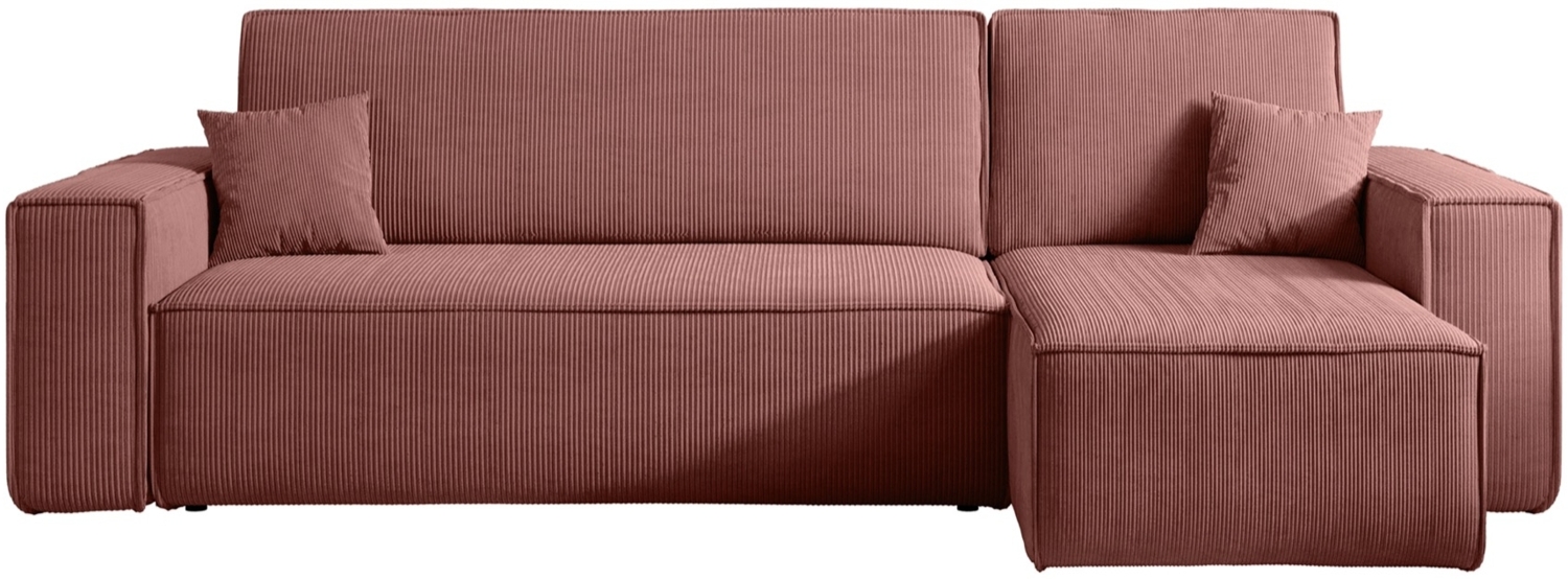 Selsey 'Scarlo L' Ecksofa mit Schlaffunktion, Cordbezug in Dunkelrosa, 83 x 244 x 145 cm Bild 1