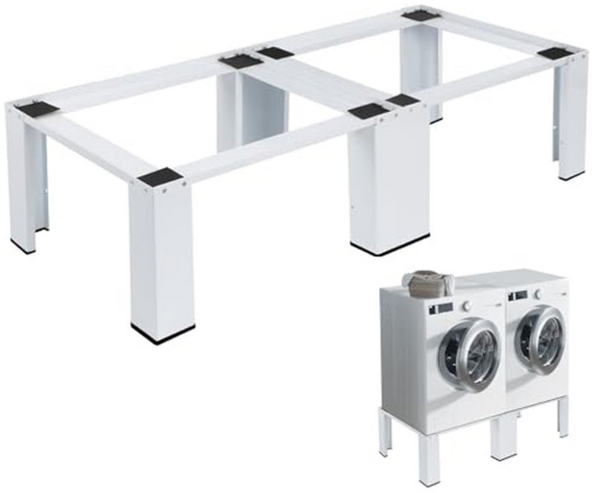 XERSEK Waschmaschinenuntergestell Stabiler Doppel Unterschrank Podest Erhöhung Unterbau Max. 2x 150KG, Zubehör für 126x54cm, 2-Fach Waschmaschinen-Sockel, für Waschmaschine und Trockner Bild 1
