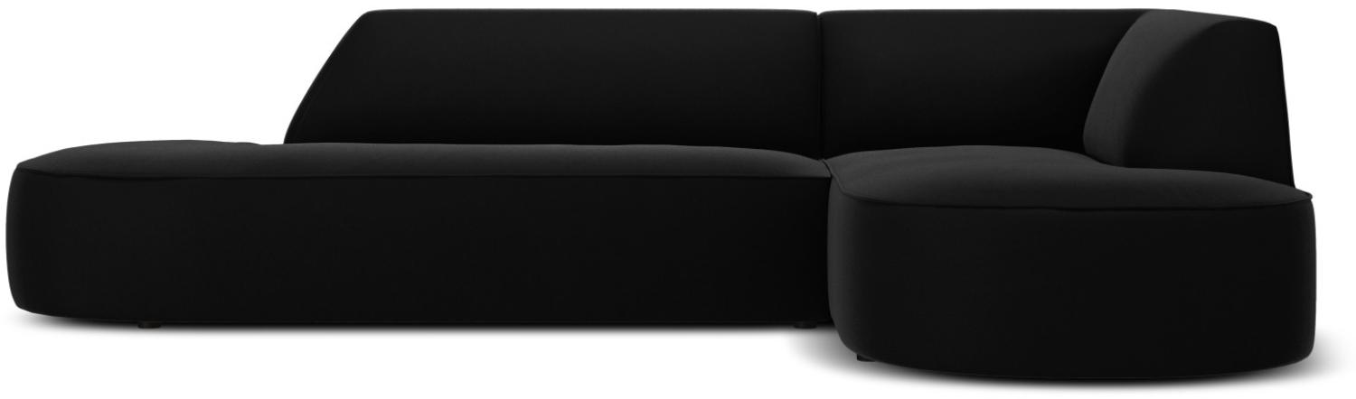 Micadoni 4-Sitzer Samtstoff Modular Ecke rechts Sofa Ruby | Bezug Black | Beinfarbe Black Plastic Bild 1