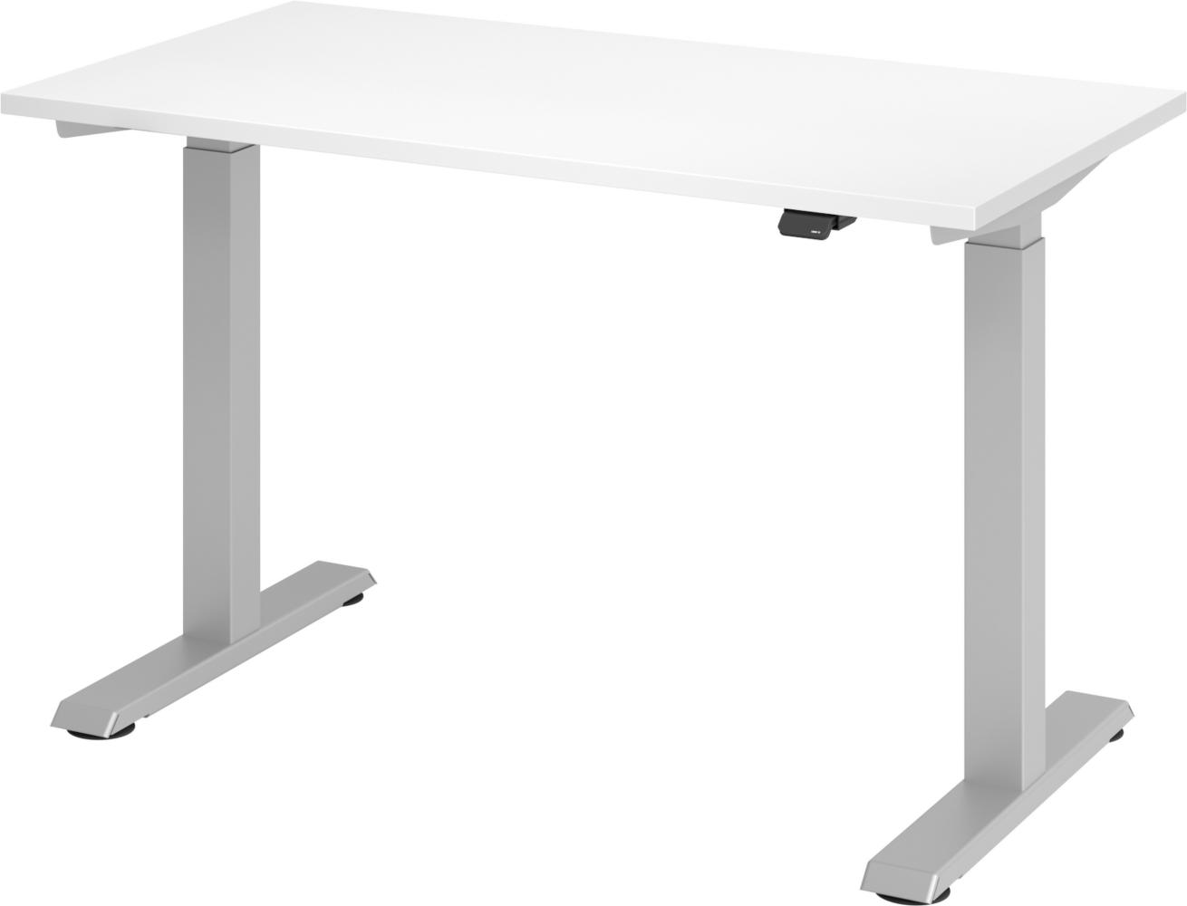 bümö elektrisch höhenverstellbarer Schreibtisch weiß 120x67 cm - kleiner Schreibtisch höhenverstellbar elektrisch, elektrischer Schreibtisch & Gaming Tisch, Stehschreibtisch, XMST-Mini, XMST612-W-S Bild 1