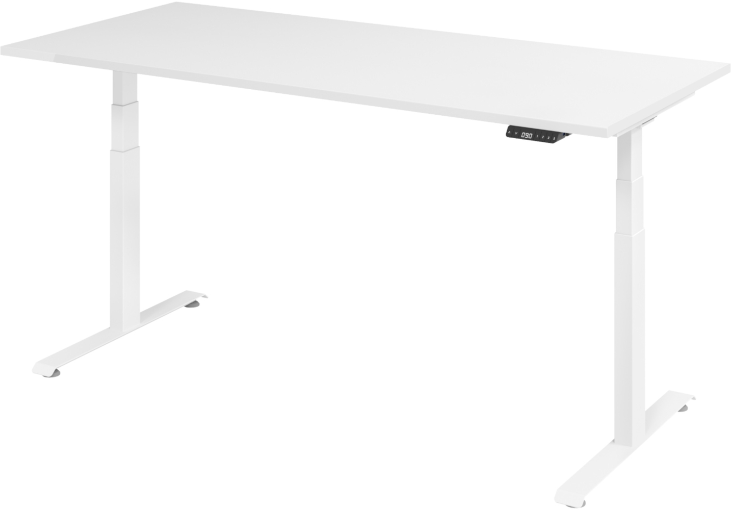 bümö höhenverstellbarer Schreibtisch 180x80 cm in weiß, Gestell silber - Höhenverstellbar Elektrisch Stehpult mit 3-fach Speicher, Computertisch, Ergonomischer Steh-Sitz Tisch, Bürotisch, LXK65-19-W-W Bild 1