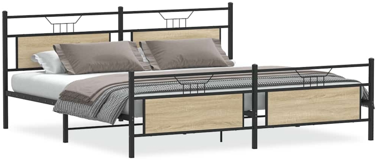 vidaXL Metallbett ohne Matratze Sonoma-Eiche 193x203 cm 3325100 Bild 1
