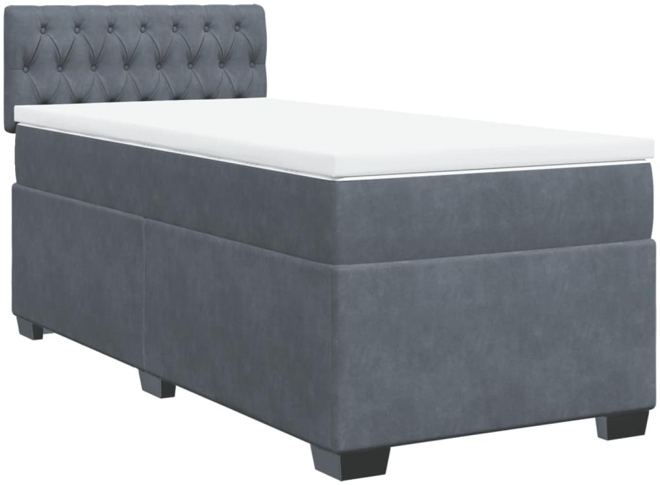vidaXL Boxspringbett mit Matratze Dunkelgrau 100x200 cm Samt 3286241 Bild 1