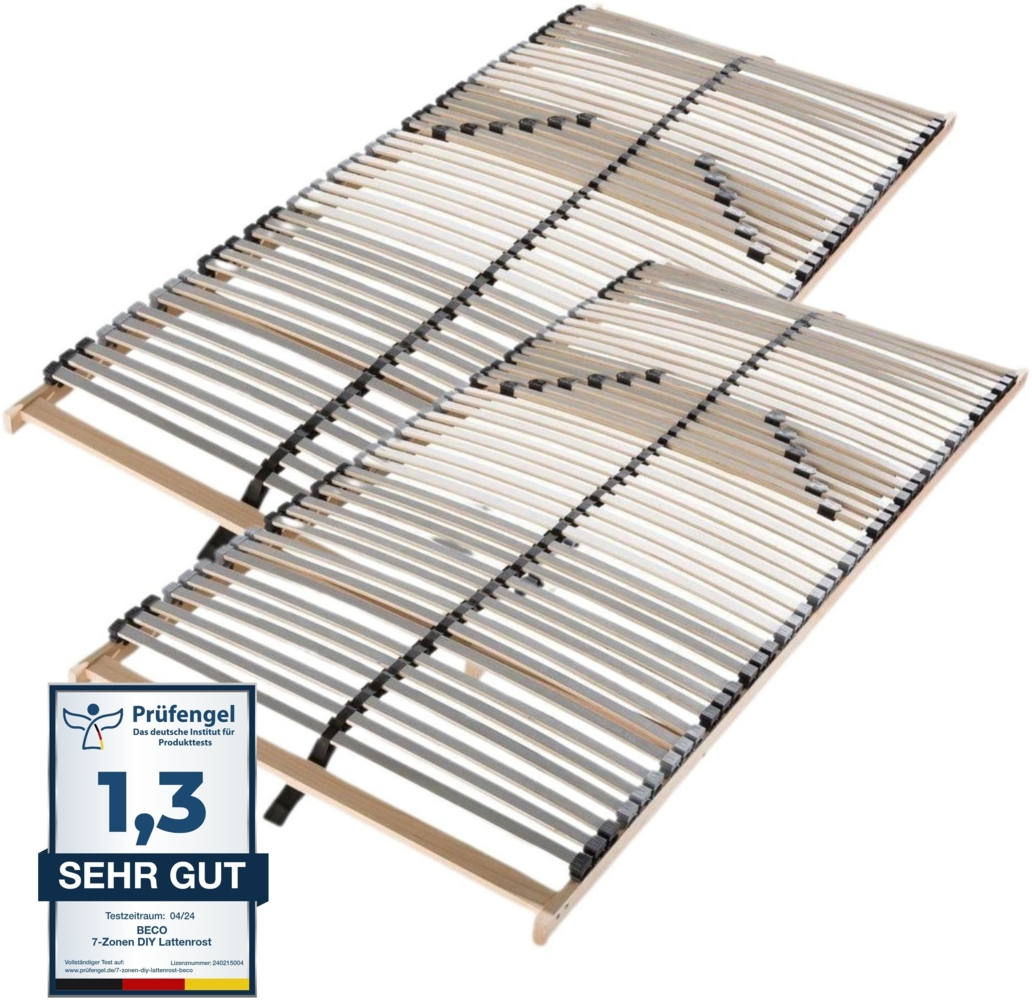 Lattenrost 200x200, Lattenrahmen aus Buche, 7 Komfortzonen, 42 Latten, Federholzrahmen Made in Germany, Lattenrost Selbstmontage, Traglast 150Kg Bild 1