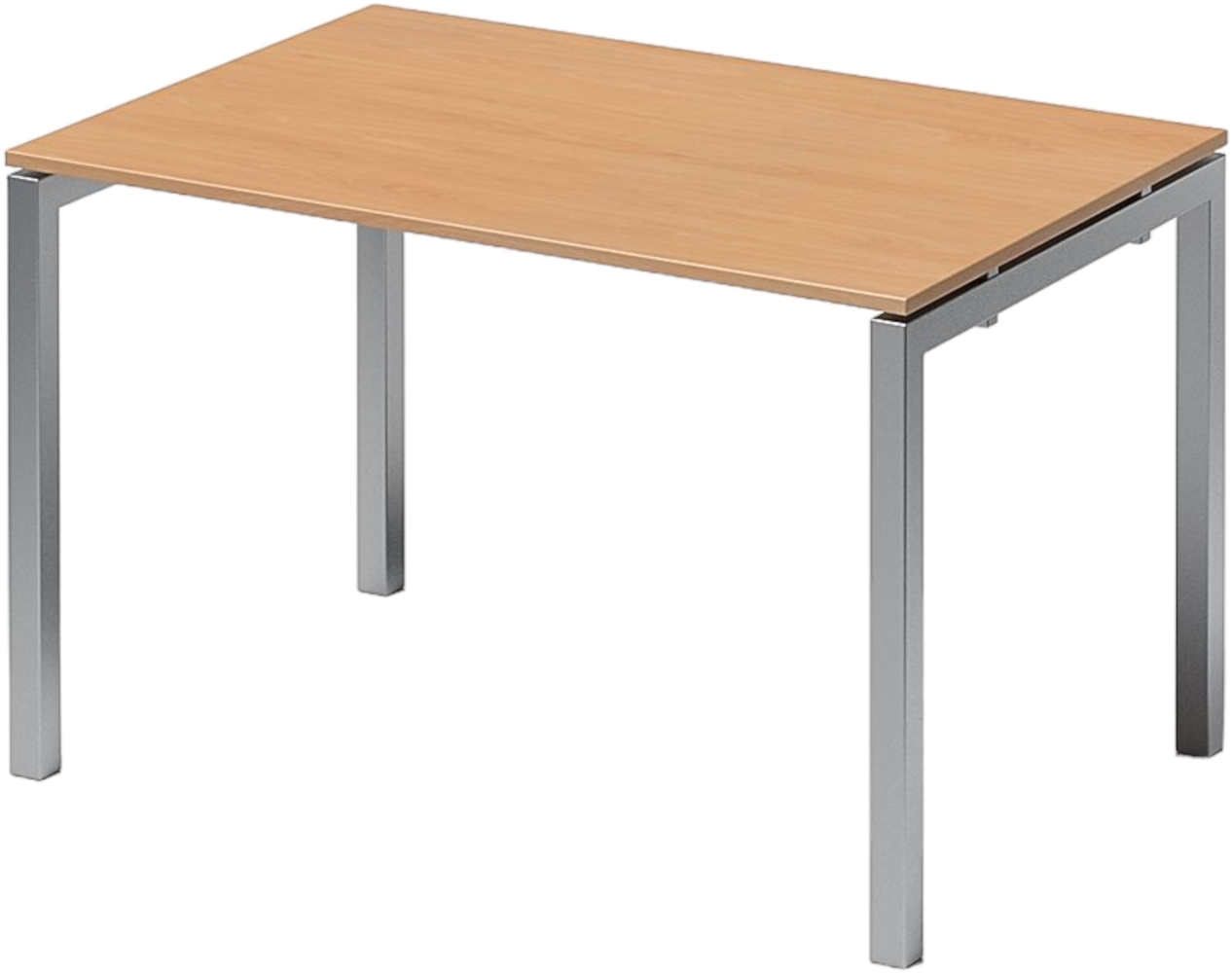 Bisley Cito Schreibtisch 120x80 cm, Tischplatte in Buche, U-Gestell in Silber - Bürotisch & Computertisch, PC Tisch für's Büro, Arbeitshöhe: 74 cm, DUF1208-BC-355 Bild 1