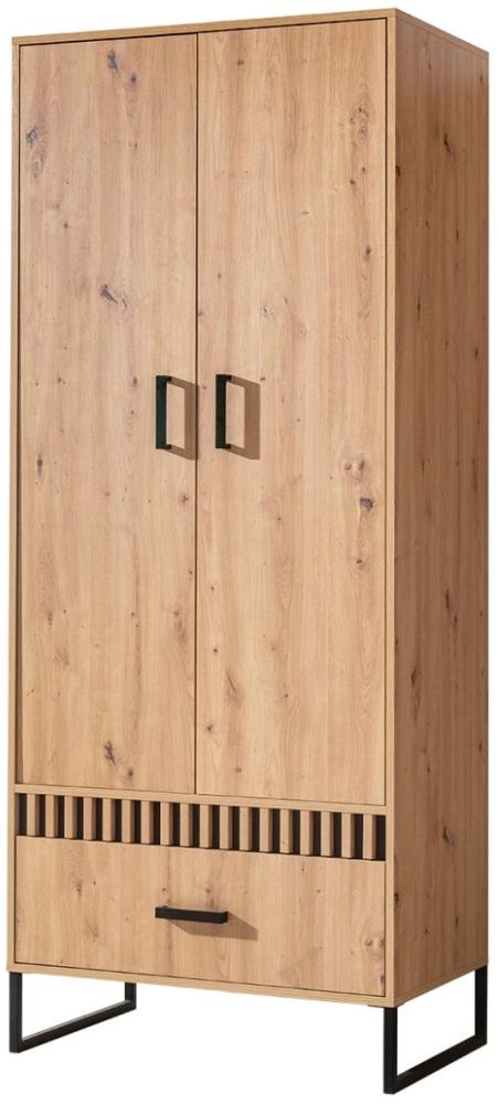 Kleiderschrank Drehtürenschrank Lamelix 80x50x196cm Artisan Eiche 2-türig Bild 1