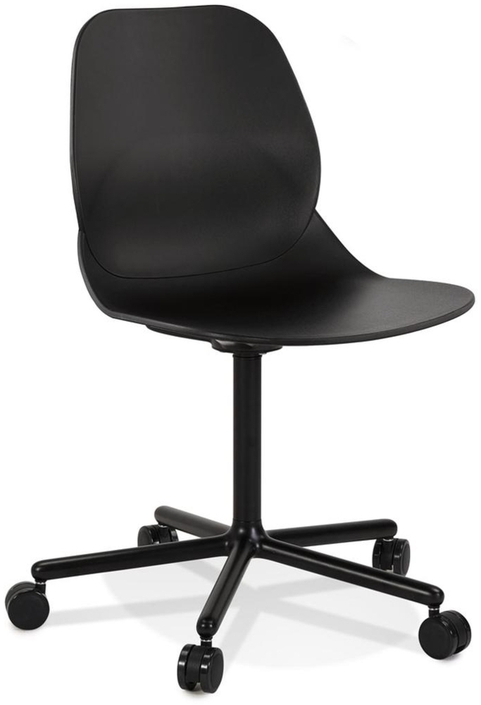 Bürostuhl ohne Armlehnen | Kompakter Drehstuhl für Schreibtisch | Minimalistischer Arbeitsstuhl mit Rollen | Modern Design | Schwarz 55 x 55 x 81 cm | Bolix Collection von Kadima Design Bild 1