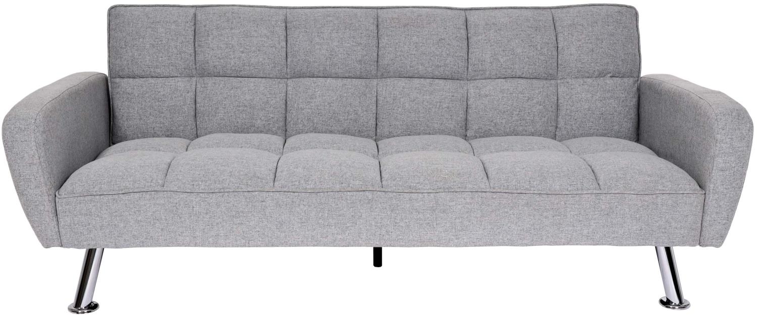 Sofa HWC-K19, Couch Schlafsofa Gästebett Bettsofa Klappsofa, Nosagfederung Schlaffunktion 203cm ~ Stoff/Textil hellgrau Bild 1