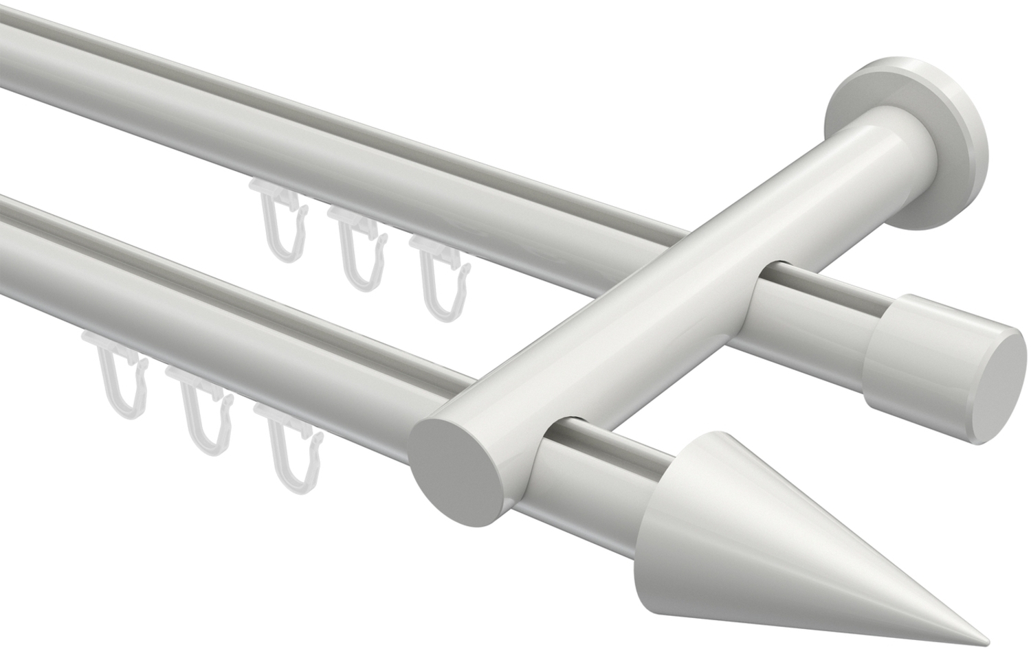 Innenlauf-Gardinenstangen-Set Platon Savio 240 cm (geteilt in 2 x 120 cm), 2-läufig, 20 mm Ø Weiß Bild 1