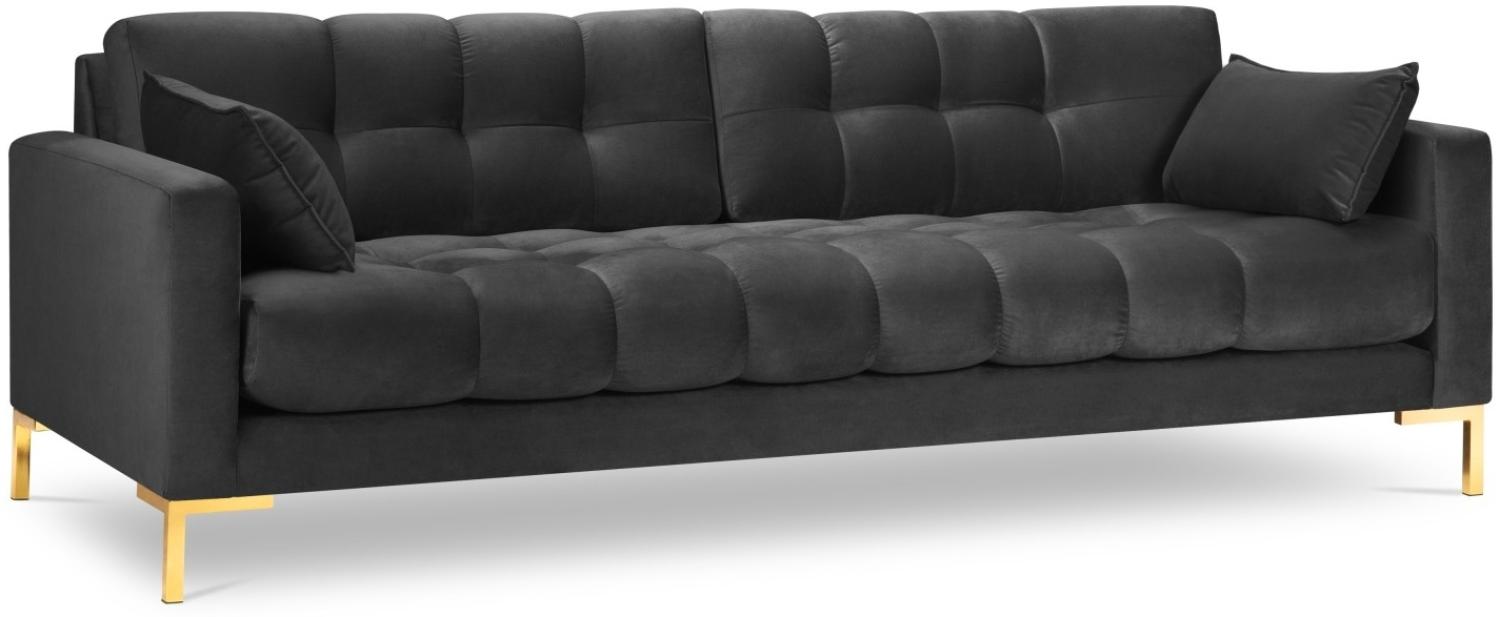 Micadoni 4-Sitzer Samtstoff Sofa Mamaia | Bezug Dark Grey | Beinfarbe Gold Metal Bild 1