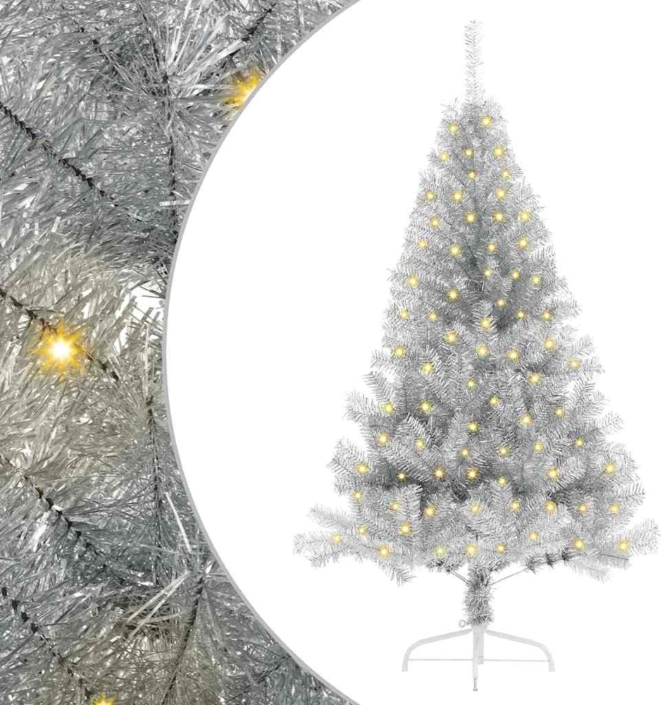 vidaXL Künstlicher vorbeleuchteter Weihnachtsbaum Silber 120 cm PET 3397176 Bild 1