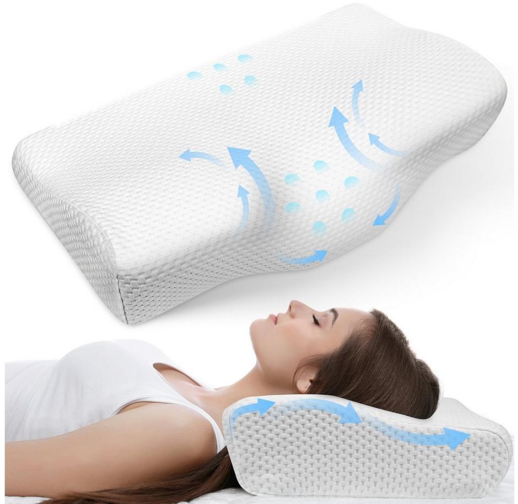 MULISOFT Nackenstützkissen Seitenschläferkissen,Orthopädisches Kissen, Füllung: Memory Foam, Rückenschläfer, Seitenschläfer, Bauchschläfer, kopfkissen nackenschmerzen, Nackenstutzkissen-Set, Allergikerfreundlich, Höheneinstellbar, Waschbar, Antischnarc... Bild 1