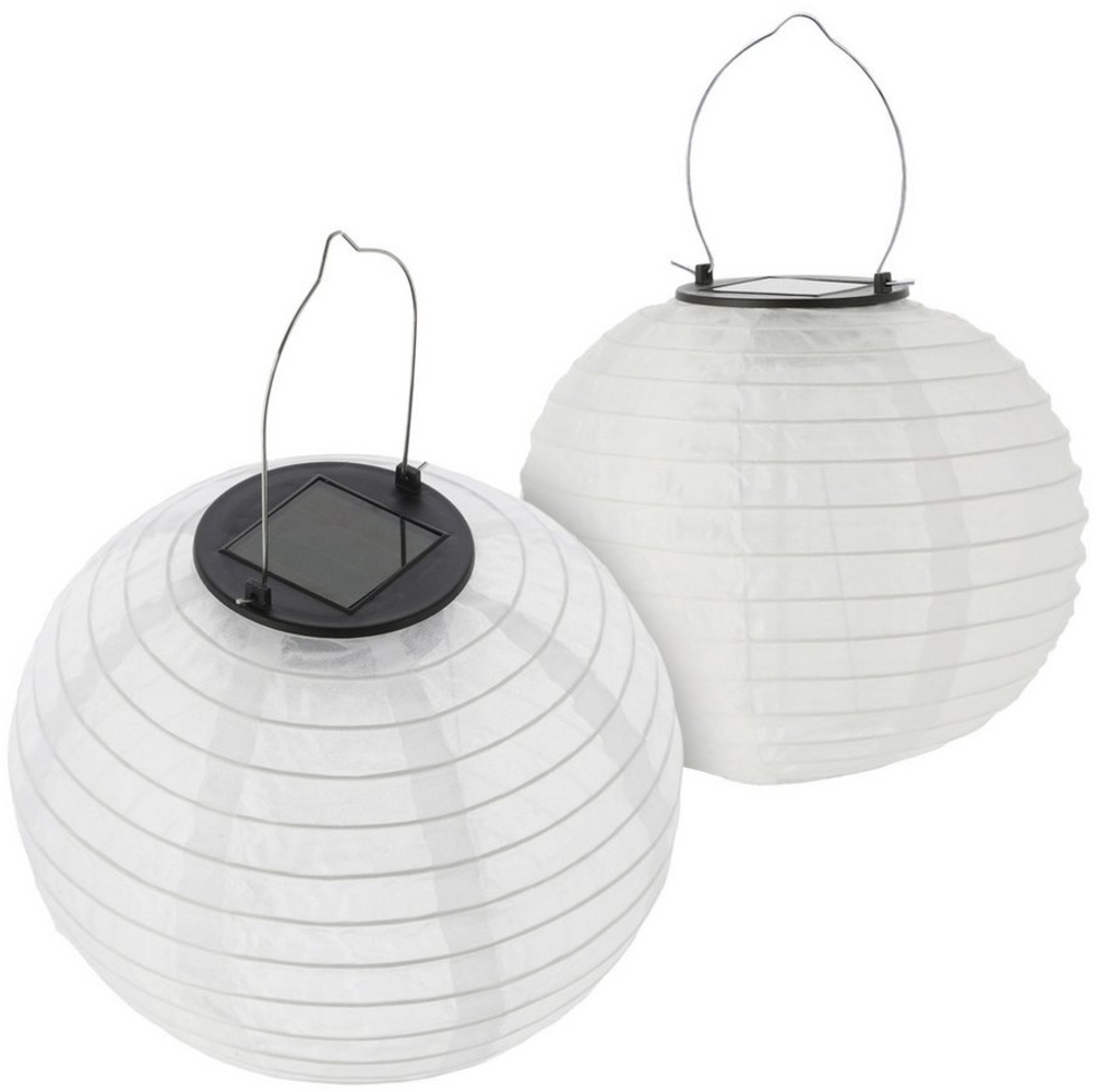 Spetebo LED Gartenleuchte LED Solar Lampion aus Nylon - Set, Einschaltautomatik, LED, warm weiß, Garten Deko Beleuchtung warm weiß Bild 1