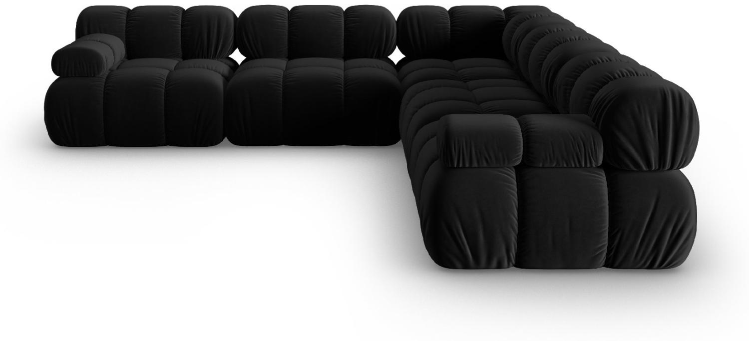 Micadoni Symmetrisches Ecksofa Bellis 5-Sitzer Samtstoff Schwarz Bild 1