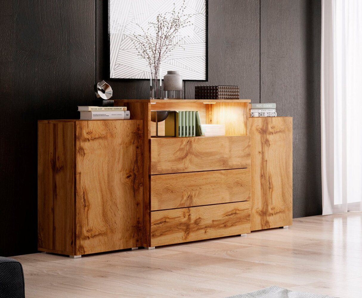 INOSIGN Sideboard URBAN III, Moderne Kommode mit 3 Schubladen und 4 Fächern, Breite 150 cm Bild 1