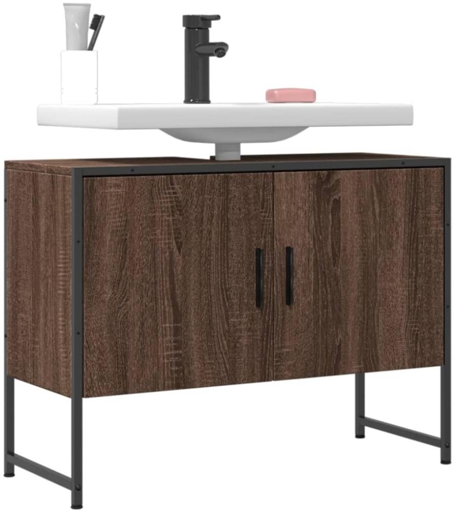 vidaXL Waschbeckenunterschrank Braun Eichen-Optik 80x33x60 cm 842465 Bild 1