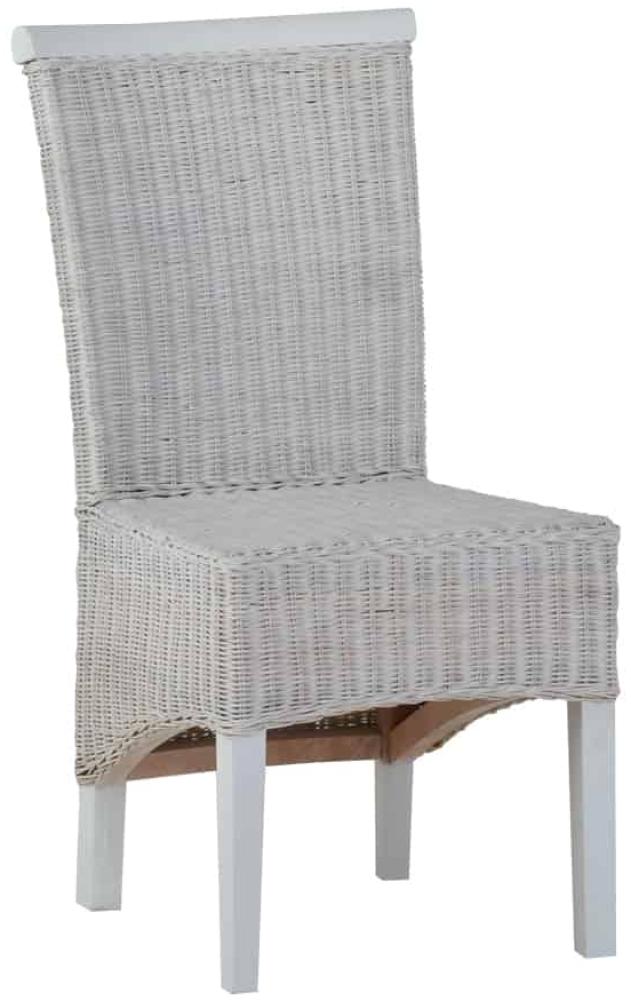 MiaMöbel Rattanstuhl 'Larissa' white wash Massivholz, Rattan Mahagoni Modern Bild 1