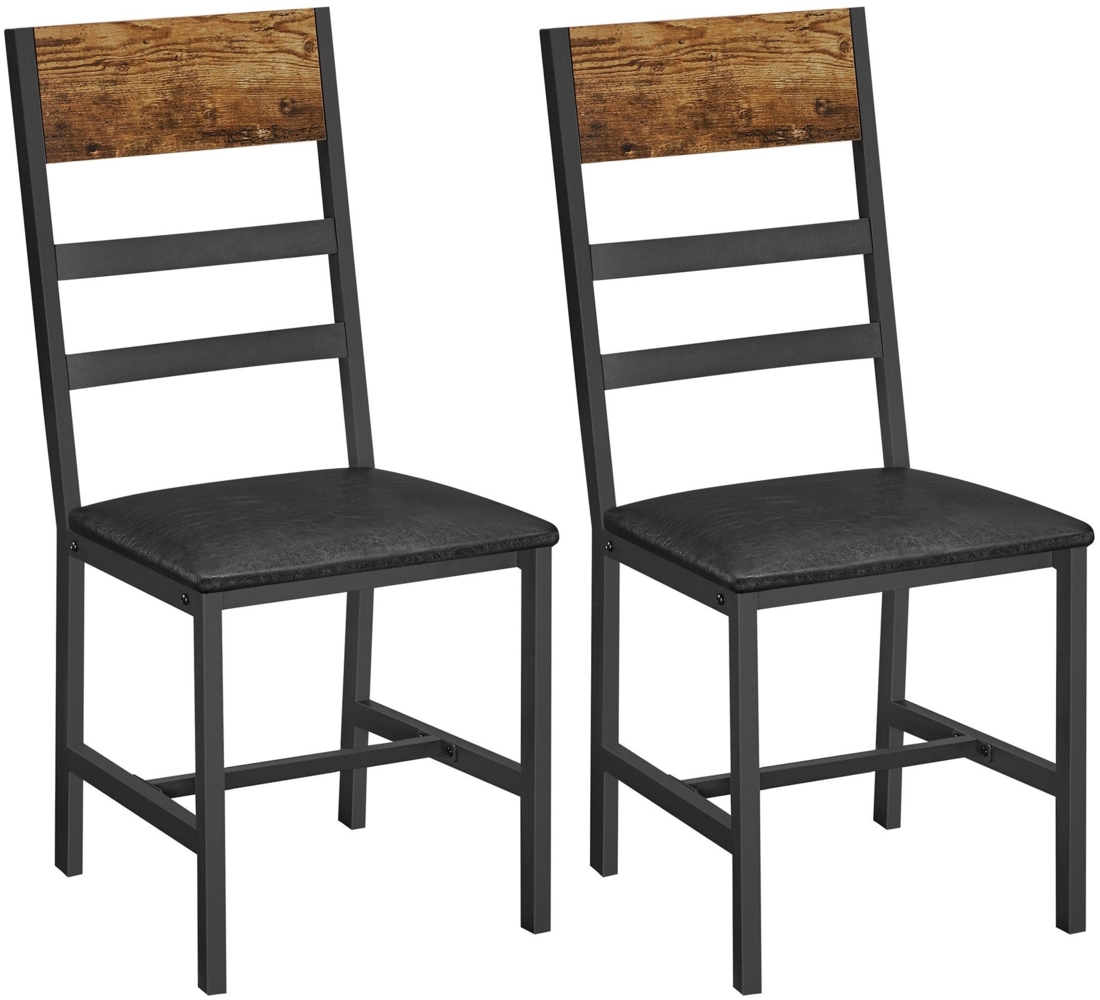Vasagle Esszimmerstühle, 2er Set, Küchenstühle mit Metallgestell, Polsterstühle, weich gepolstert, ergonomisch, für Esszimmer und Küche, vintagebraun-schwarz Bild 1