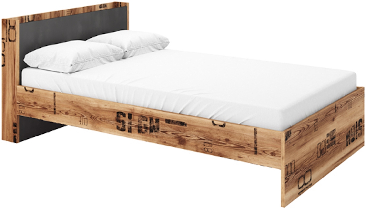 Bett Fargo Einzelbett 120x200cm Canyon Alpine Spruce Raw Steel Bild 1