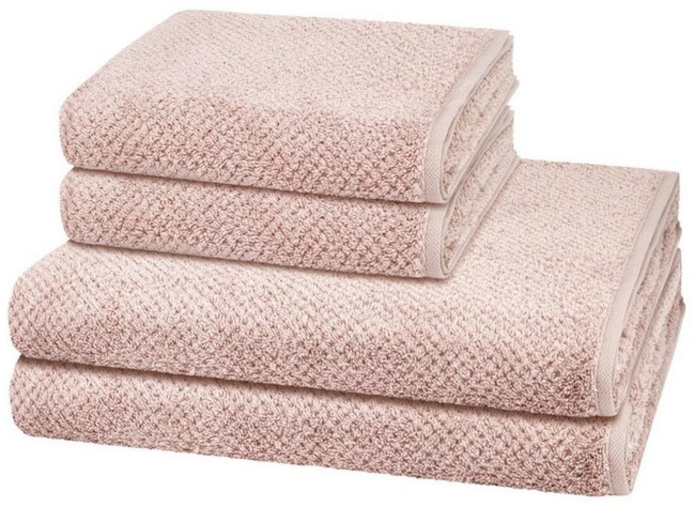 Cawö Pure 4 tlg. Frottier-Set - 2 X Handtuch (50 X 100cm), 2 X Duschtuch (80 X 150cm) - 494 g/m2 - Puder Bild 1