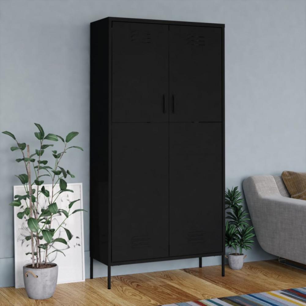 vidaXL Kleiderschrank, Stahl, Schwarz, 90x50x180 cm Bild 1