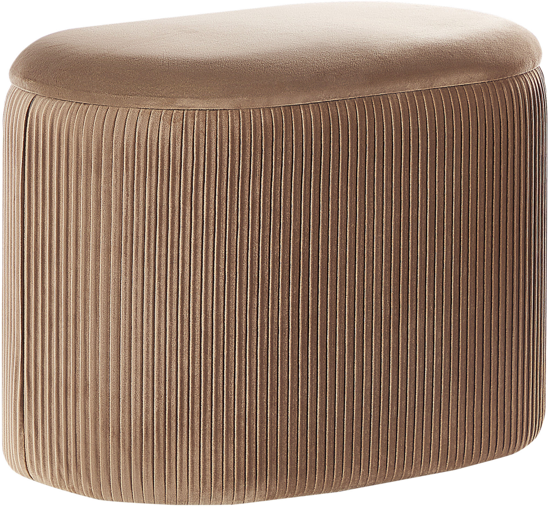 Pouf RICHLAND Beige Samtstoff Bild 1