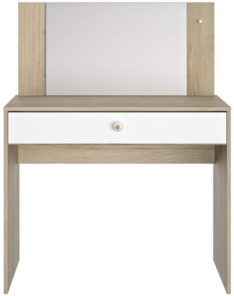 Calicosy Schminktisch mit 1 Aufbewahrungsschublade B94 cm - MAKEUP - Weiß/Holz Bild 1