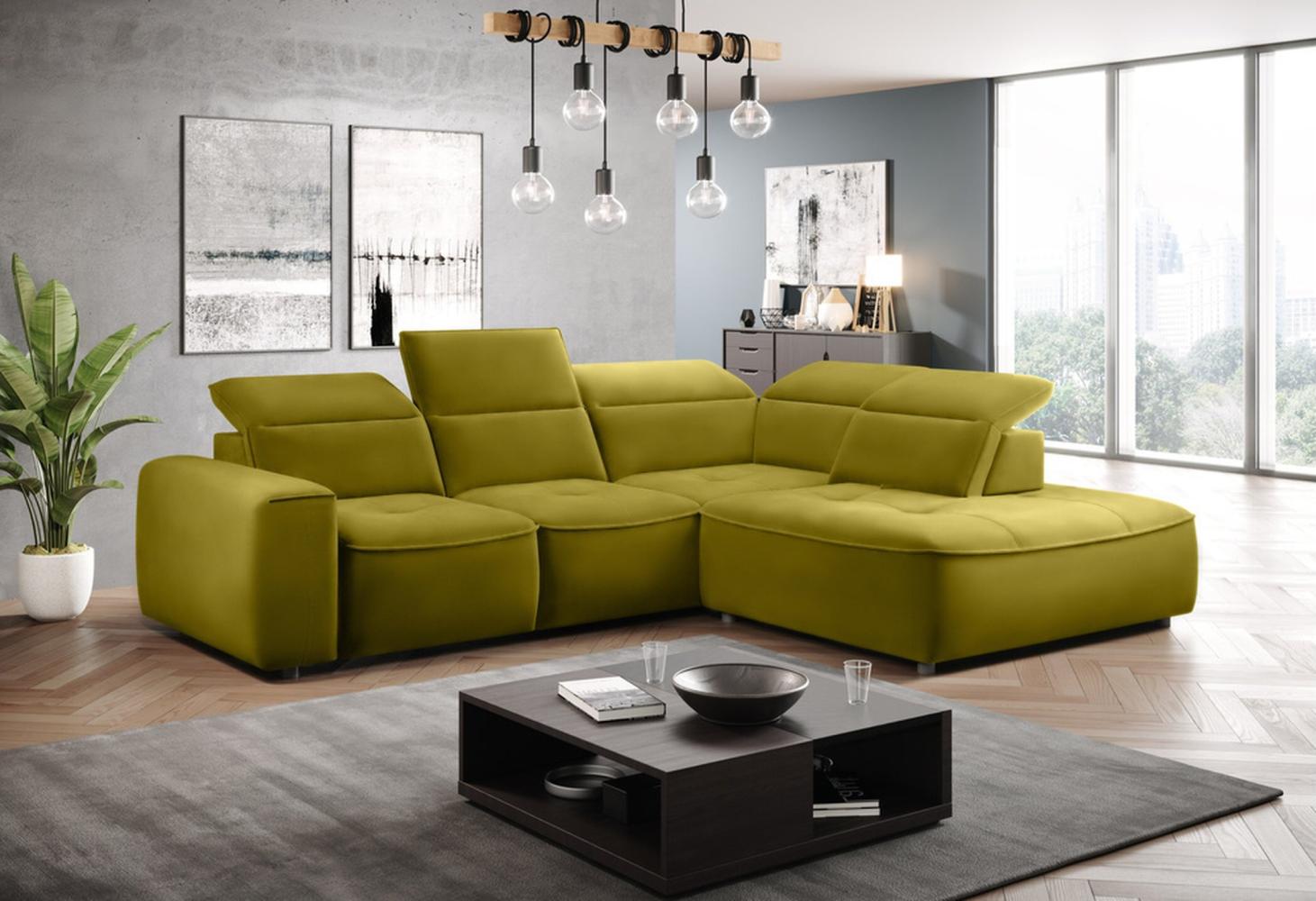 Stylefy Colton L Ecksofa Struktur JAZZ Gelb Rechts Bild 1